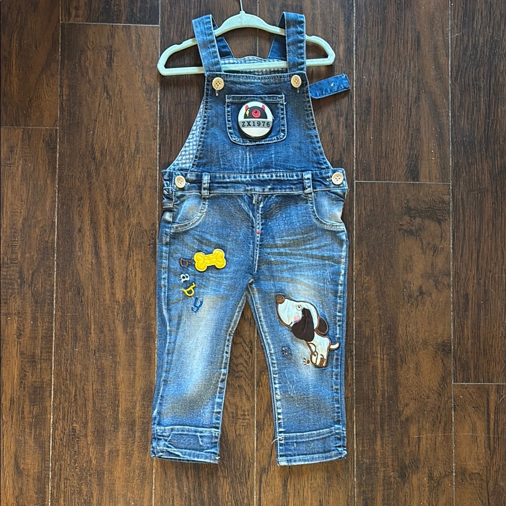 Kids Denim Overalls with Dog Patch